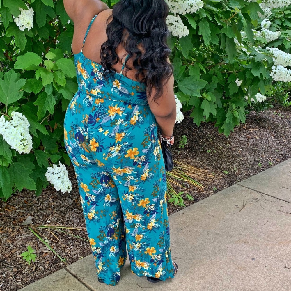 Plus Size floral pant romper